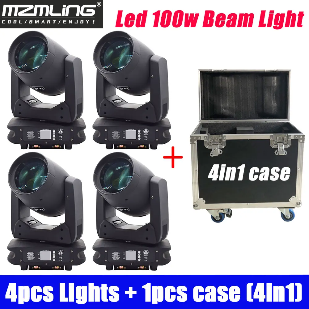 

4PCS Lights + 1PCS Flight Case Led 100w Beam Led Light DMX512 Moving Head Light Professional DJ /Bar /Party /Show /Stage Light