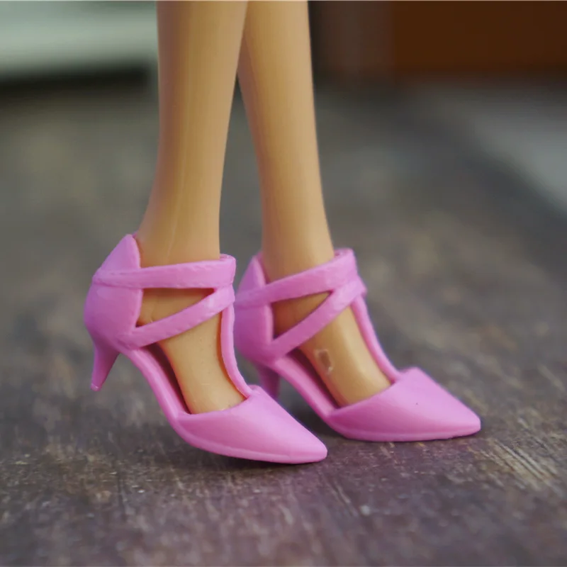 one pair shoes A 1 пара, оригинальная обувь для куклы Барби, bjd 1/6, модные кроссовки, кукольный дом, сандалии, fantezi kawaii, аксессуары, розовый цвет - Цвет: one pair shoes A