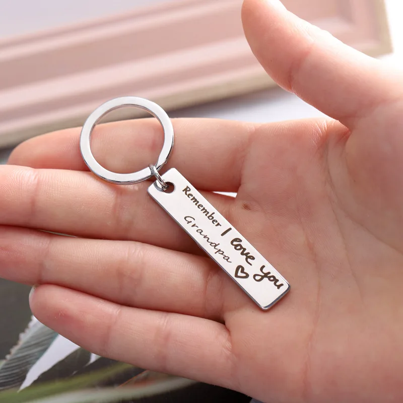 Oeinin Simple Keychain Man Remember I Love You Grandpa Key Holder Bags Unisex Letter Color Alloy Chain Pendant Porte Clef | Украшения и