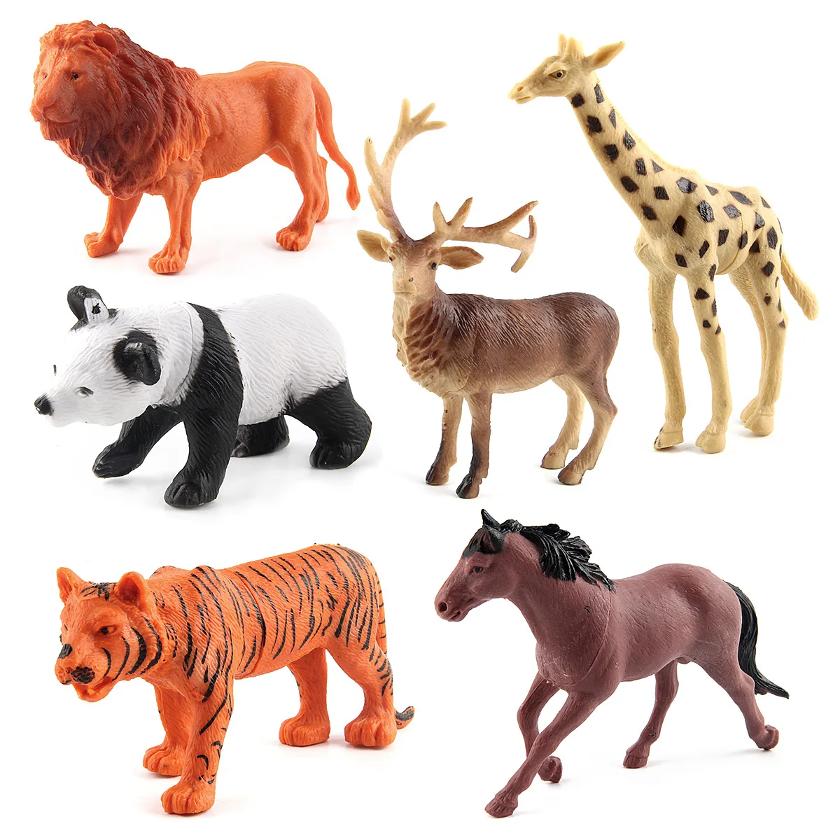 

Cross Border 6 Pieces Wild Animal Model Tiger Lion Elephant Giraffe Forest Animal Preschool Decoration
