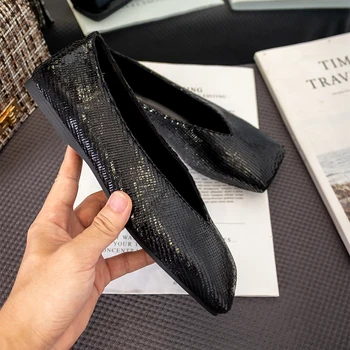 

2020 new women's shoes Fashion square head flat shoes women Plus Size black flats Loafers Flat casual lazy shoes ladie shoes 41