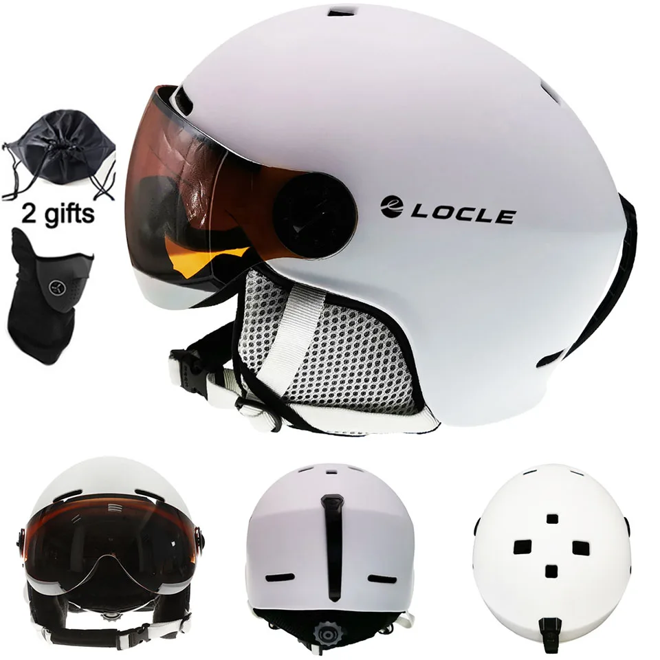 White Helmet LOCLE лыжный шлем ультралегкий PC+ EPS CE EN1077 мужской женский лыжный шлем для спорта на открытом воздухе сноуборд/скейтборд шлем - Цвет: White Helmet