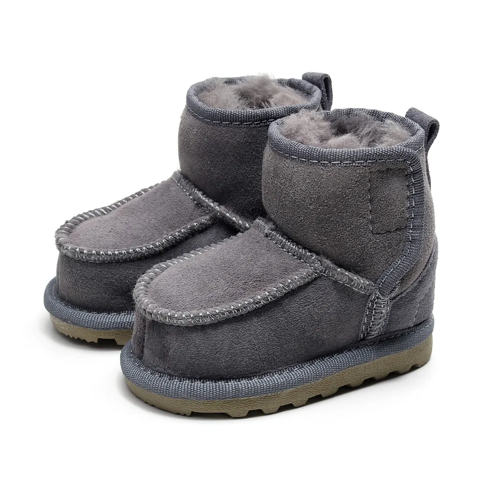 Geanuine/кожаная обувь в австралийском стиле; детские зимние ботинки для мальчиков и девочек; детские зимние ботинки из овечьей кожи; обувь на натуральном меху для детей; Новинка года