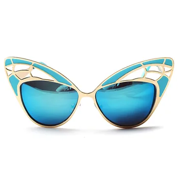 

2020 New Brand Designer Cat Eye Sunglasses Women Vintage Metal Cateye Sun Glasses for Women Mirror Retro Lunette De Soleil Femme