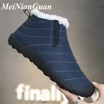 

Slip-on Men's Sneakers Brand Big Size Footwear Warm Winter Shoes Man Plush Snow Shoe Fashion 2020 High Top Casual Men Zapatos E6