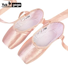 New Satin Ballet Dance Pointe Toe Shoes Pointe Silk Ribbon Shoes Toe Pad Girls Pink Professional Ballet Shoes For Ballet