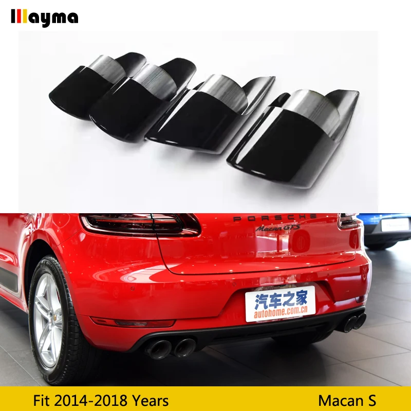 

Glossy black Tail Exhaust Tips Muffler Pipe For Porsche Macan S 2014 - 2018 Macan s turbo GTS Stainless Steel mufflers 4pcs/set