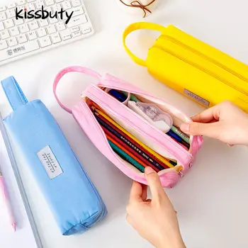 

Double Layer Large Capacity Canvas Pencil Case Men and Women Student Multi-functional Pen Bag Storage Pouch Office School Supply