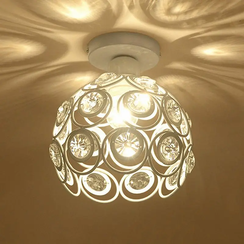 Топ!-E27 Белый креативный Кристальный Минималистичная потолочная лампа простой потолочный светильник спальня аллея простой европейский металлический светильник кристалл l