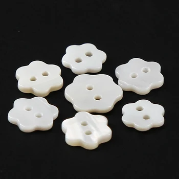 

50pcs White Petal Flower Shell Shirt Buttons 10/11/5/12mm 2-Holes Mother of Pearl MOP for Sewing DIY Craft,Dress,Cloth