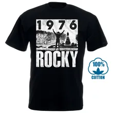 Рокки Бальбоа футболка Новая Черная "Официальный Рокки 1976" из хлопка Sm 4Xl