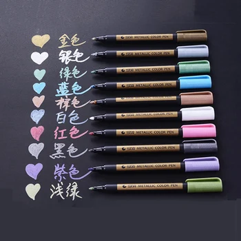 

2.0mm Metallic Color Pen Gold Silver Marker Pens for Paper Steel CD Glass Fabric Paint Marking Office School Supplies