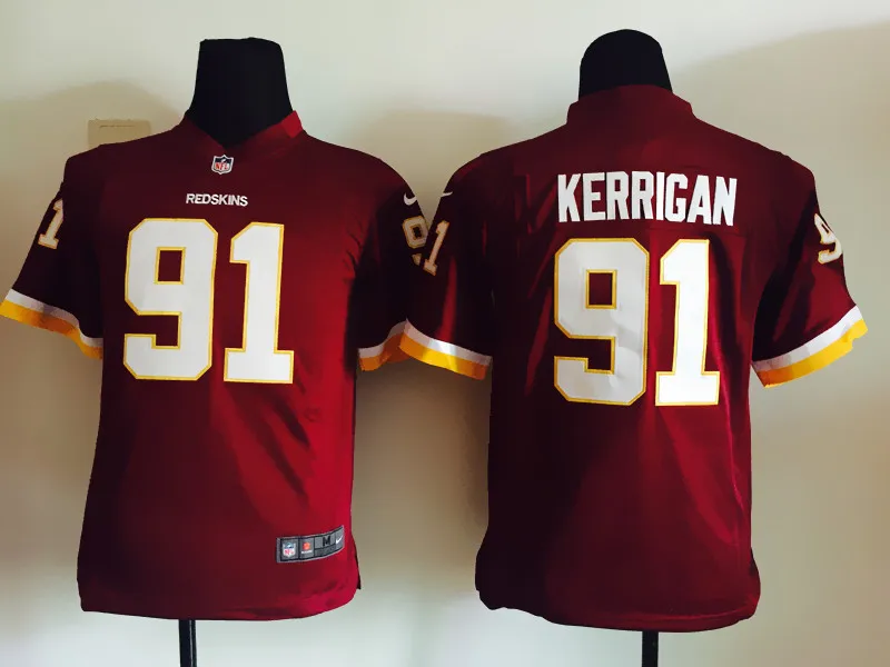 Все сшитые Молодежные Детские Джерси#44 John Riggins 11 DeSean Jackson 91 Ryan Kerrigan - Цвет: Красный