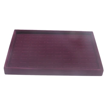 

Gorgeous Purple Jewelry Pad Beads Rings Case Gifts 100 Rings Slot Ring Box Organizer Holder Jewelry Storage