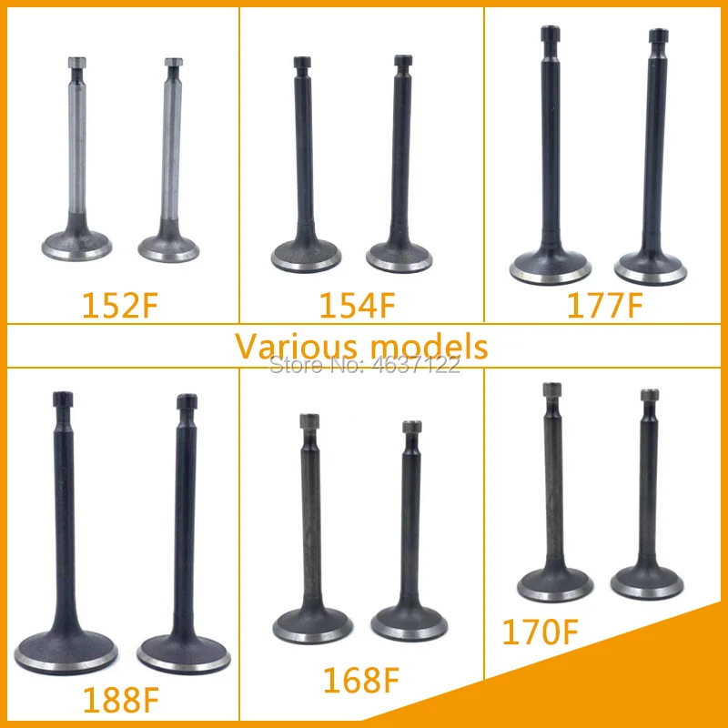 

Generator Engine Parts Valve Kit For HONDA GX100 /GX110GX160 GX200/GX220/GX390/ Chiese 152F/154F/168F/170F/177F/188F in/ex valve