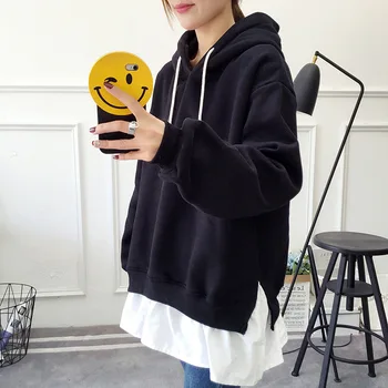 

Solid color autumn and winter women's sweatshirt casual hooded sweatshirt