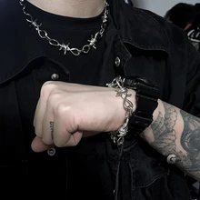 HZ корейский хип поп шипы крутой чокер винтажный КУЛОН Серебряная металлическая короткая цепочка ожерелье для женщин мужчин готические ювелирные изделия подарки