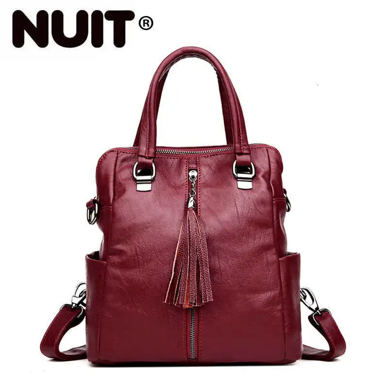 

Multifunction Women Leather Backpacks Female Vintage Shoulder Bags Sac A Dos Femme Ladies Bagpack Solid Travel Back Pack