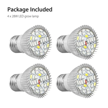 

4PCS LED Grow Light 28LED E27 UV IR Growing Lamp 2800lm For Indoor Plants Hydroponic 50000H SMD5730 28LEDS