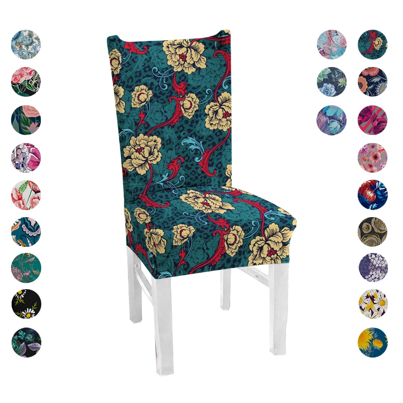 Spandex Elastic Dining Chair Covers Modern Removable Anti-dirty Printing Chairs Cover Kitchen Seat Case Stretch Seats Covering | Дом и сад
