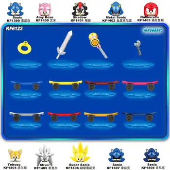 

KF6123 Adventure Game Plastic Sonic Building Blocks Knuckles Silver Figures For Chirdren Toys Gift WM6087