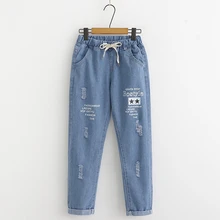 Женские брюки в японском стиле удобные весенние и осенние свободные брюки с отверстиями пятиконечная звезда прямой цилиндр f4149