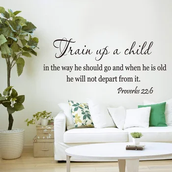 

1PC Removable Peel and Stick Bible Verse Vinyl Christian Non-toxic DIY Train Up A Child Wallpaper Wall Decals Wall Stickers