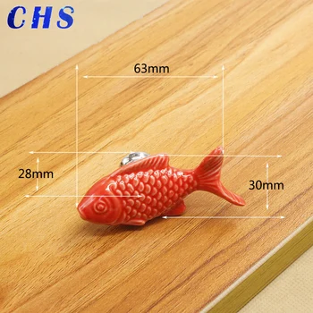 Children Drawer Knobs Fish Shape Ceramic Handles for Kids Room Kitchen Cabinet Handles Cupboard Knobs Furniture Hardware