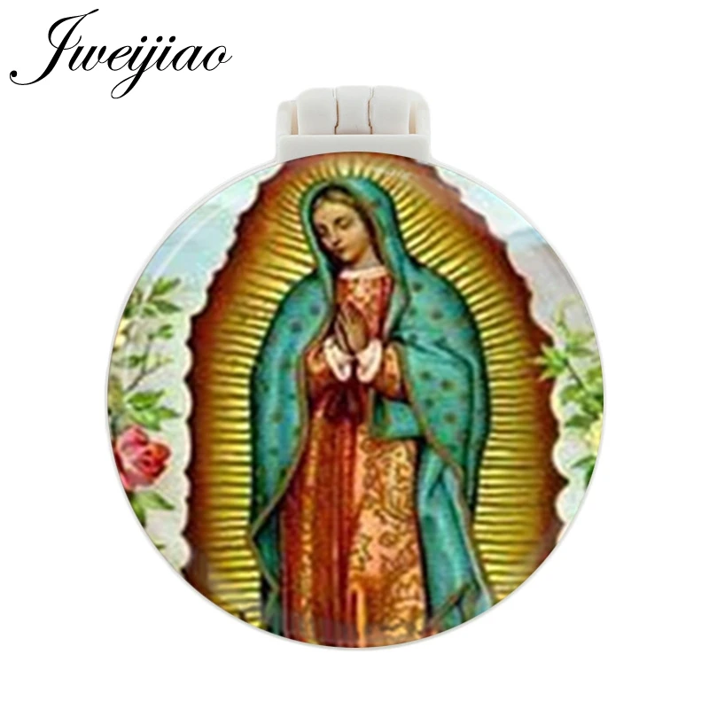 

Youhaken Our Lady of Guadalupe Pocket Mirror With Massage Comb Folding Makeup Hand Vanity Travel Purse Mirrors gift for women