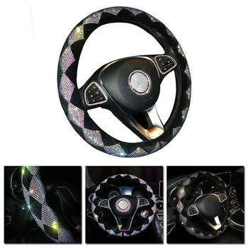 

Trim Steering Wheel Cover Colorful Rhinestone Accessories For 37cm-38cm