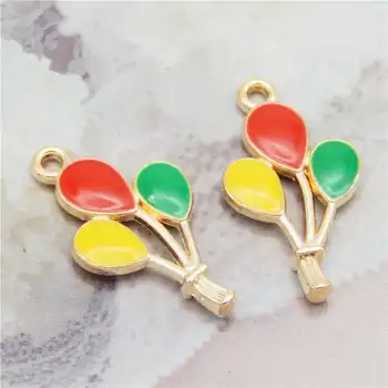 

Julie Wang 10PCS Enamel Party Balloon Charms Alloy Gold Tone Necklace Bracelet Earring Jewelry Making Accessory Tricolor Balloon