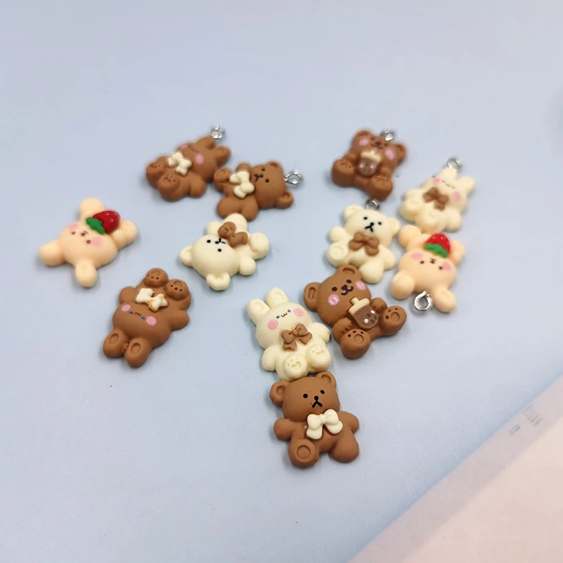 나비매듭 곰 토끼 수지 매력 플랫백 공예, DIY 패션 주얼리, 귀걸이 키체인 휴대폰 케이스, C576, 한국 10 개