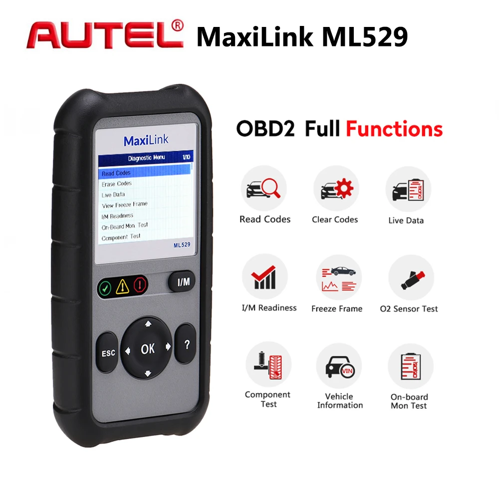 AUTEL MaxiLink ML529 OBD2 сканер автомобильный диагностический инструмент полный OBDII