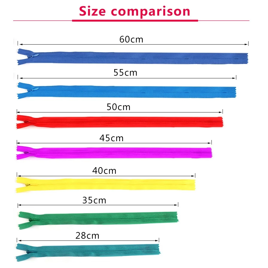 10Pcs Invisible Zipper Set – 28cm to 60cm Nylon Coil Zippers for DIY Sewing 6