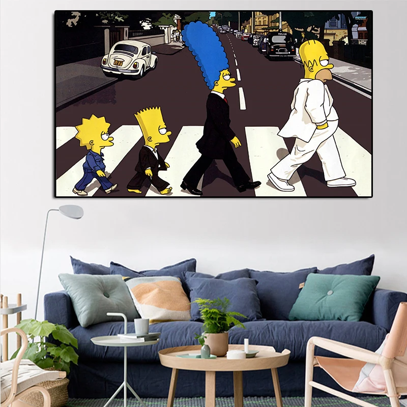Мультфильм Барт Simpsons фильм рисунок на холсте Homer Marge дорожные постеры и принты