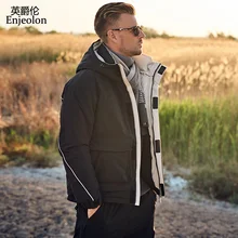 Enjeolon зимние мужские парки с капюшоном, ветрозащитная куртка, толстое теплое пальто, повседневная хлопковая стеганая куртка, Мужская одежда размера плюс YR932
