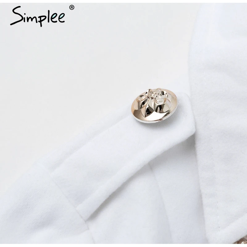Simplee Vintage двубортный белый длинный плащ для женщин тонкий офис сплошной