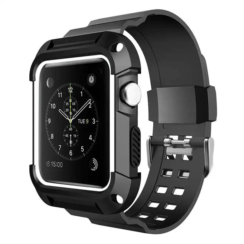 LOVERONY интегрированный ремешок 38 мм 42 мм для Apple Watch серии 3/2/1 ТПУ ремешок для часов ПК чехол для Apple i часы спортивный браслет