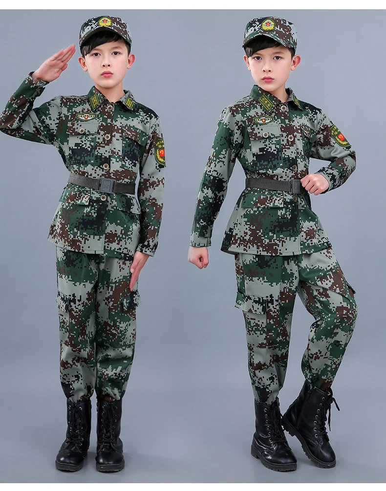 Детская Военная униформа, камуфляж, тактическая боевая подготовка, летние походные костюмы для мальчиков, спецназ, армейский костюм - Цвет: Color5