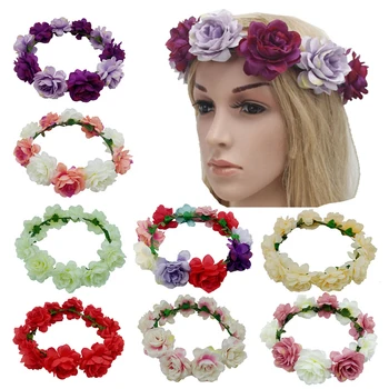 

New Women Wedding Wreath Headband Girls Fake Flowers Headwear Children Headbands Hair Accessories Bridal Wreath Beach Garland