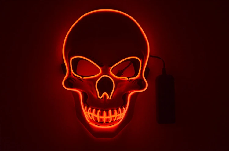 Светодиодная маска для Хэллоуина маскарадные маски неоновые светящаяся