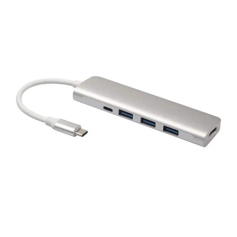 VODOOL 5 в 1 Тип C до 4K HDMI 3xusb 3,0 кабель для быстрой передачи док-станция с PD Порты и разъёмы для офиса Компьютерная периферия usb-концентраторы - Цвет: Серебристый