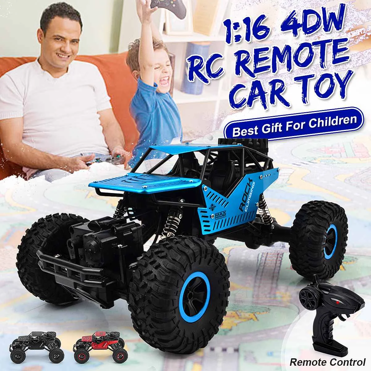 4WD электрический RC автомобиль Рок Гусеничный пульт дистанционного управления игрушки автомобили на радиоуправлении led 4x4 привод внедорожные Игрушки для мальчиков Детский подарок - Цвет: Синий