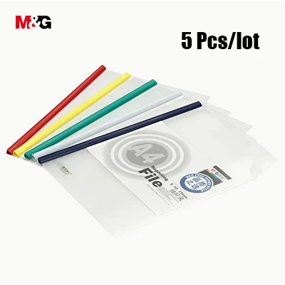 M&G, 5 шт., прозрачная А4 Папка для документов, водонепроницаемая ПП папка для бумаг, цветные школьные принадлежности, канцелярские принадлежности, офисный подарок - Цвет: 5pcs different color