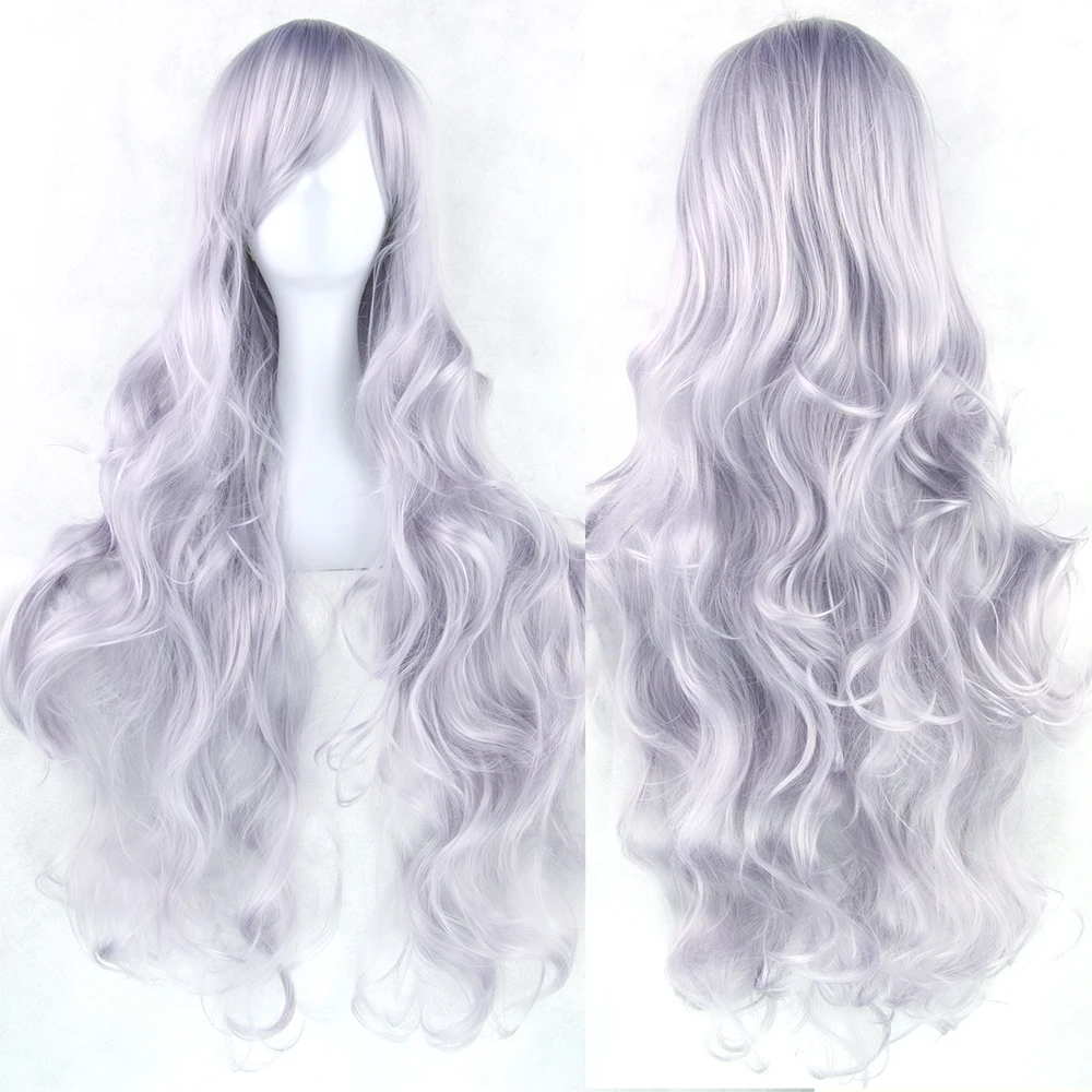 Curly 3904 Soowee 80 см Длинные Синтетические волосы белый фиолетовый косплей парики жаропрочные волокна Вечерние черные волосы прямые парики для женщин - Цвет: Curly 3904