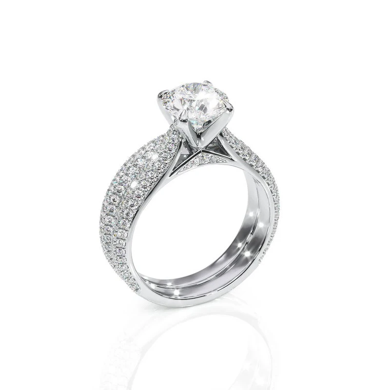 GUYINKU Moissanite Свадебное обручальное кольцо набор основной 1ct 6,5 мм EF цвет Moissanite боковое обручальное кольцо с камнем набор для женщин