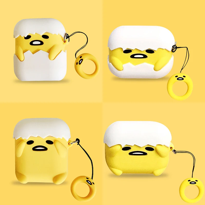 Мягкий силиконовый милый мультяшный стереозвук Lazy Gudetama Airpods защитный чехол с