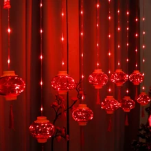 

Traditional Chinese Red Lantern LED 20pcs String Lights Battery Powered Party Supplies Chinese New Year Decorations 3m