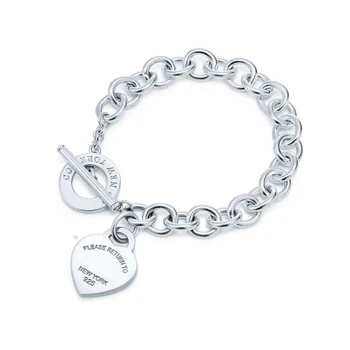 

yishi TIFF Sterling Silver 925 love Tag Bracelet ot button couple Bracelet