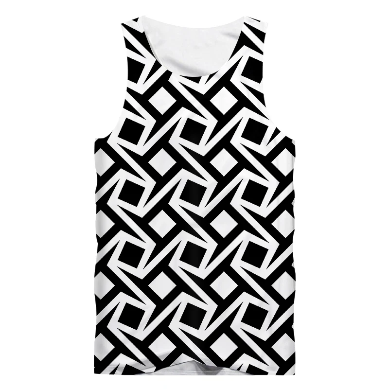 

IFPD EU Size New Harajuku Men's Casual Tank Top Cool 3D Print Abstract Geometric Figures Vest Mans Fit Slim Sleeveless Singlets